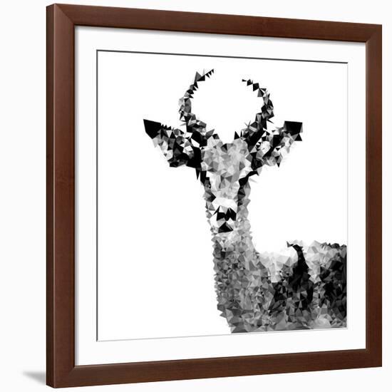 Low Poly Safari Art - The Antelope - White Edition II-Philippe Hugonnard-Framed Art Print