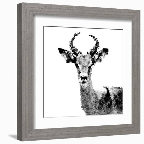 Low Poly Safari Art - The Antelope - White Edition II-Philippe Hugonnard-Framed Art Print