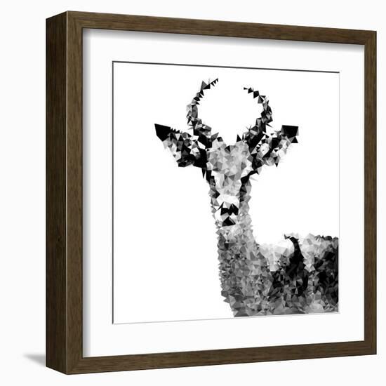 Low Poly Safari Art - The Antelope - White Edition II-Philippe Hugonnard-Framed Art Print