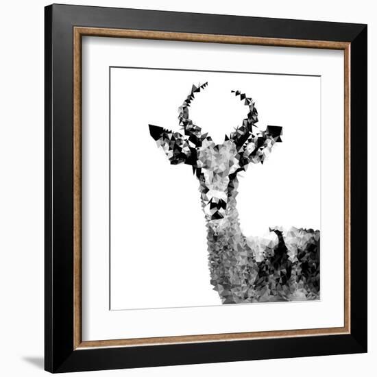 Low Poly Safari Art - The Antelope - White Edition II-Philippe Hugonnard-Framed Art Print