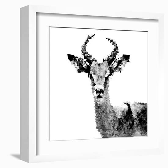 Low Poly Safari Art - The Antelope - White Edition II-Philippe Hugonnard-Framed Art Print
