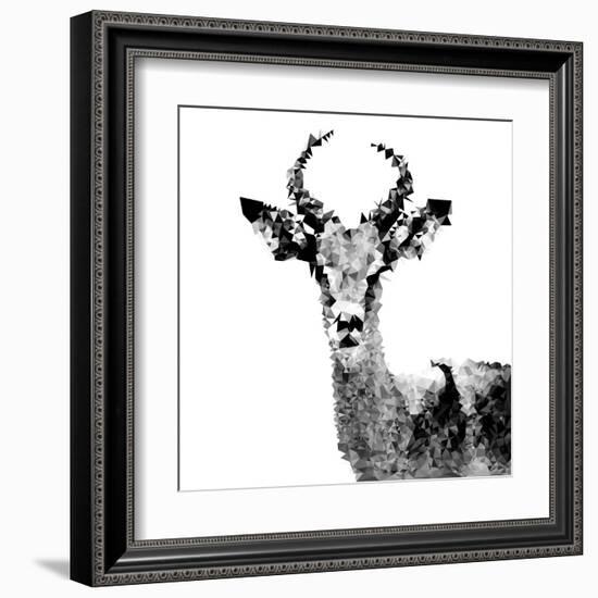 Low Poly Safari Art - The Antelope - White Edition II-Philippe Hugonnard-Framed Art Print