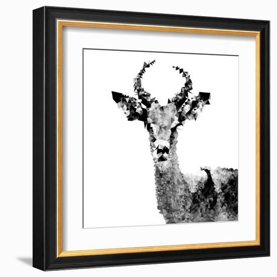 Low Poly Safari Art - The Antelope - White Edition II-Philippe Hugonnard-Framed Art Print