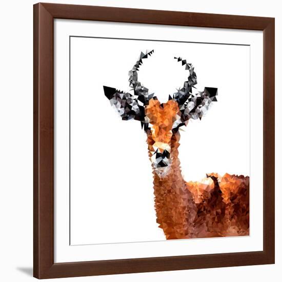 Low Poly Safari Art - The Antelope - White Edition-Philippe Hugonnard-Framed Art Print