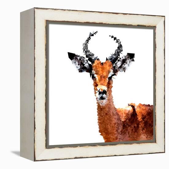 Low Poly Safari Art - The Antelope - White Edition-Philippe Hugonnard-Framed Stretched Canvas