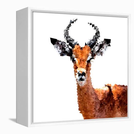 Low Poly Safari Art - The Antelope - White Edition-Philippe Hugonnard-Framed Stretched Canvas