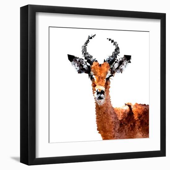 Low Poly Safari Art - The Antelope - White Edition-Philippe Hugonnard-Framed Art Print