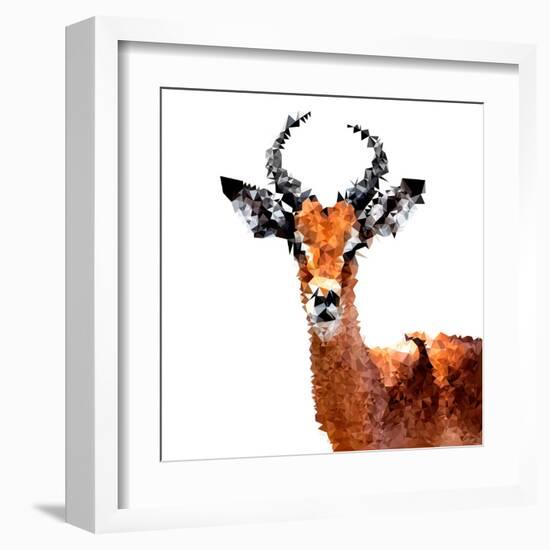 Low Poly Safari Art - The Antelope - White Edition-Philippe Hugonnard-Framed Art Print