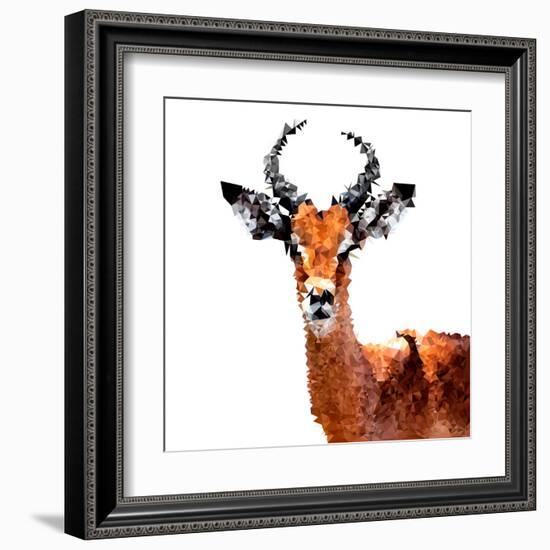 Low Poly Safari Art - The Antelope - White Edition-Philippe Hugonnard-Framed Art Print