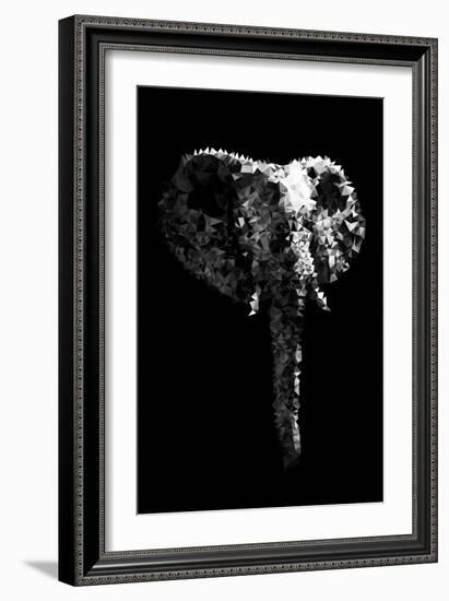 Low Poly Safari Art - The Elephant - Black Edition-Philippe Hugonnard-Framed Art Print