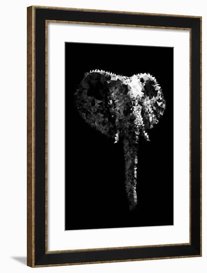 Low Poly Safari Art - The Elephant - Black Edition-Philippe Hugonnard-Framed Art Print