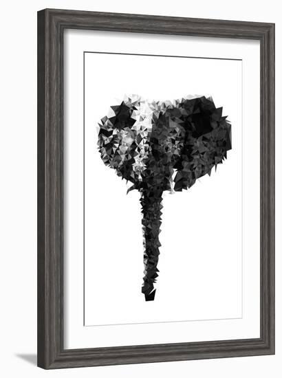 Low Poly Safari Art - The Elephant - White Edition-Philippe Hugonnard-Framed Art Print