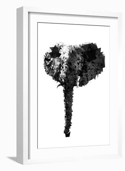 Low Poly Safari Art - The Elephant - White Edition-Philippe Hugonnard-Framed Art Print