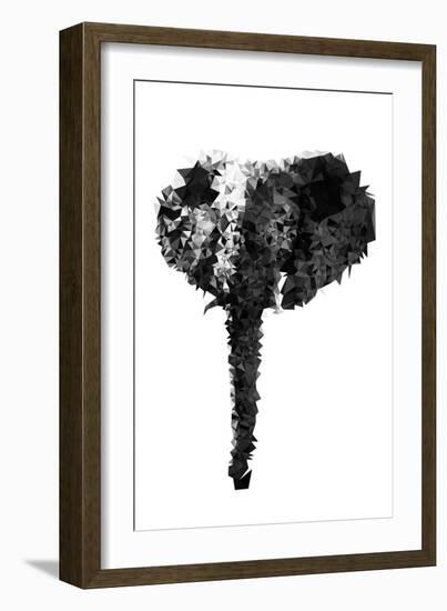 Low Poly Safari Art - The Elephant - White Edition-Philippe Hugonnard-Framed Premium Giclee Print