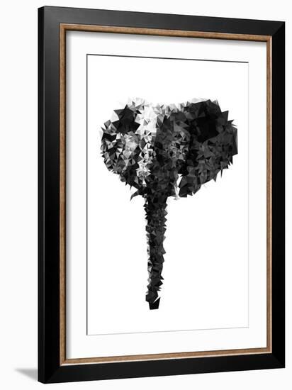 Low Poly Safari Art - The Elephant - White Edition-Philippe Hugonnard-Framed Premium Giclee Print