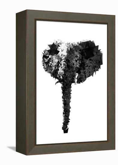 Low Poly Safari Art - The Elephant - White Edition-Philippe Hugonnard-Framed Stretched Canvas