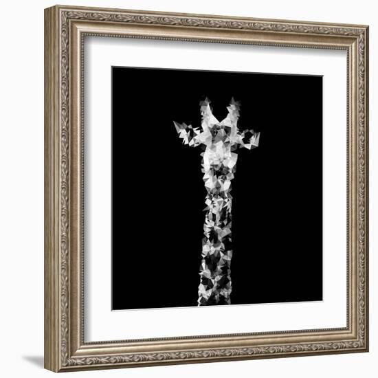 Low Poly Safari Art - The Giraffe - Black Edition II-Philippe Hugonnard-Framed Art Print