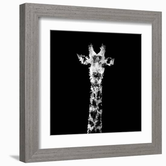 Low Poly Safari Art - The Giraffe - Black Edition II-Philippe Hugonnard-Framed Art Print