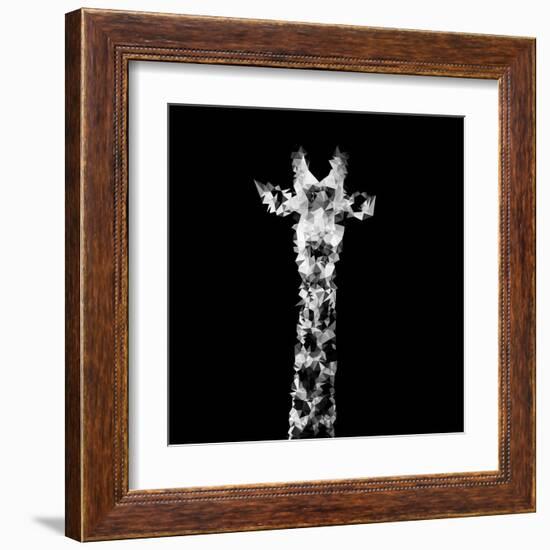 Low Poly Safari Art - The Giraffe - Black Edition II-Philippe Hugonnard-Framed Art Print