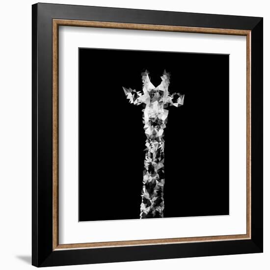 Low Poly Safari Art - The Giraffe - Black Edition II-Philippe Hugonnard-Framed Art Print