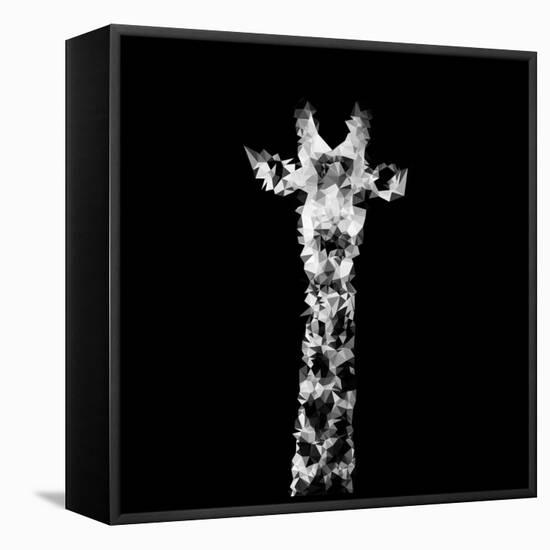 Low Poly Safari Art - The Giraffe - Black Edition II-Philippe Hugonnard-Framed Stretched Canvas