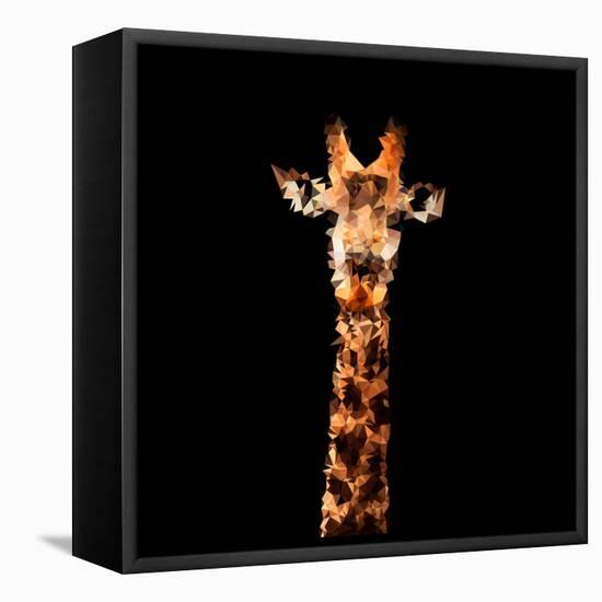 Low Poly Safari Art - The Giraffe - Black Edition-Philippe Hugonnard-Framed Stretched Canvas