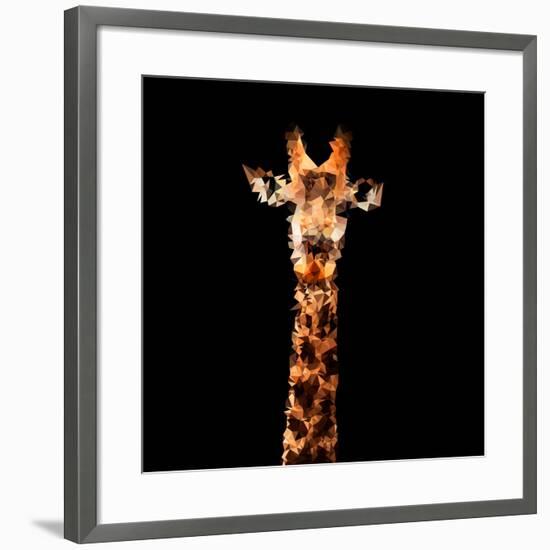 Low Poly Safari Art - The Giraffe - Black Edition-Philippe Hugonnard-Framed Art Print