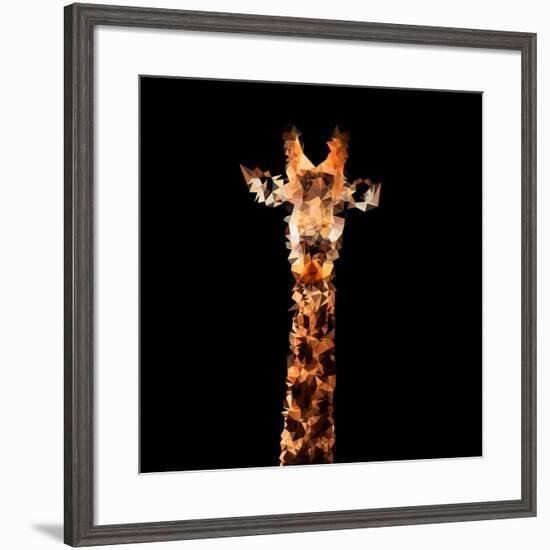 Low Poly Safari Art - The Giraffe - Black Edition-Philippe Hugonnard-Framed Art Print