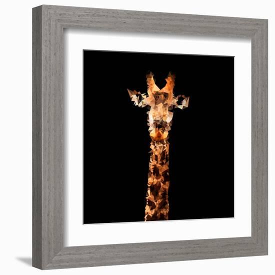 Low Poly Safari Art - The Giraffe - Black Edition-Philippe Hugonnard-Framed Art Print