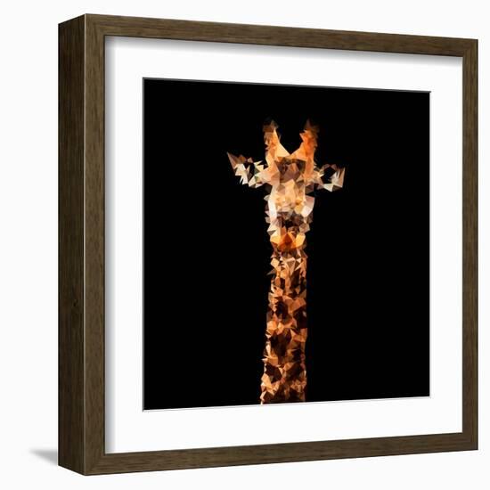 Low Poly Safari Art - The Giraffe - Black Edition-Philippe Hugonnard-Framed Art Print