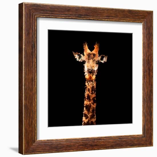 Low Poly Safari Art - The Giraffe - Black Edition-Philippe Hugonnard-Framed Art Print