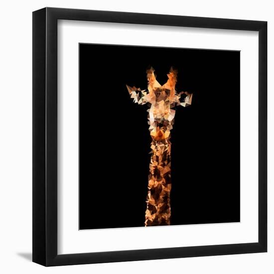 Low Poly Safari Art - The Giraffe - Black Edition-Philippe Hugonnard-Framed Art Print