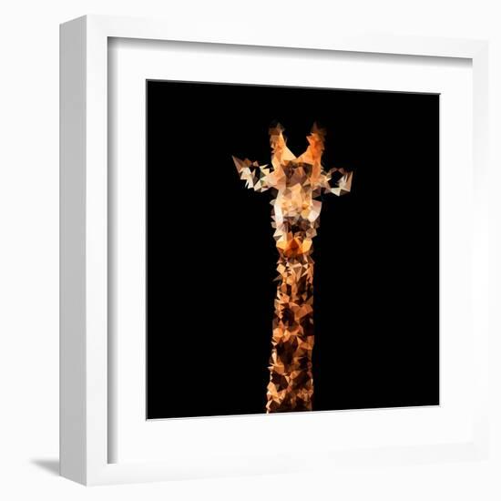 Low Poly Safari Art - The Giraffe - Black Edition-Philippe Hugonnard-Framed Art Print