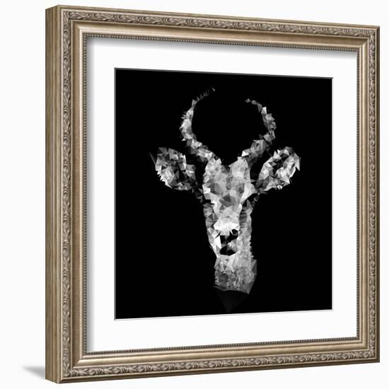 Low Poly Safari Art - The Look of Antelope - Black Edition II-Philippe Hugonnard-Framed Art Print