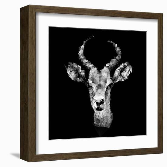 Low Poly Safari Art - The Look of Antelope - Black Edition II-Philippe Hugonnard-Framed Art Print