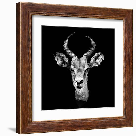 Low Poly Safari Art - The Look of Antelope - Black Edition II-Philippe Hugonnard-Framed Art Print