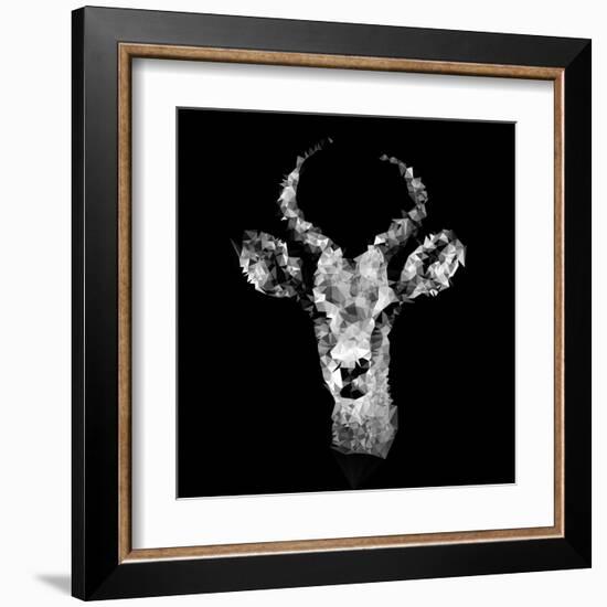 Low Poly Safari Art - The Look of Antelope - Black Edition II-Philippe Hugonnard-Framed Art Print