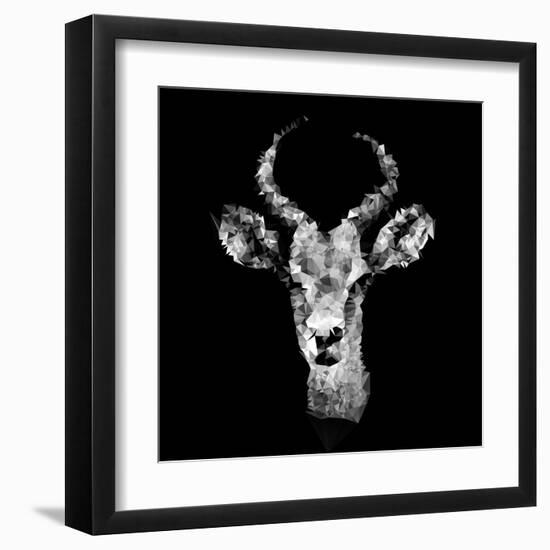 Low Poly Safari Art - The Look of Antelope - Black Edition II-Philippe Hugonnard-Framed Art Print