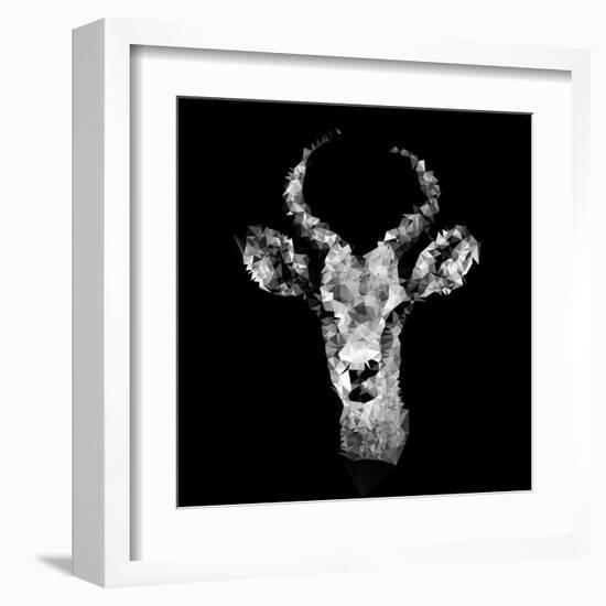 Low Poly Safari Art - The Look of Antelope - Black Edition II-Philippe Hugonnard-Framed Art Print