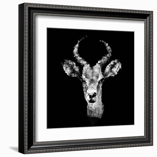 Low Poly Safari Art - The Look of Antelope - Black Edition II-Philippe Hugonnard-Framed Art Print