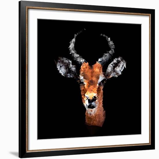 Low Poly Safari Art - The Look of Antelope - Black Edition-Philippe Hugonnard-Framed Premium Giclee Print