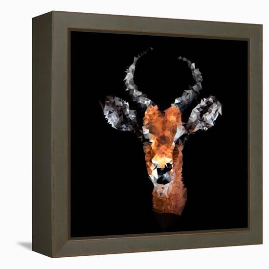 Low Poly Safari Art - The Look of Antelope - Black Edition-Philippe Hugonnard-Framed Stretched Canvas