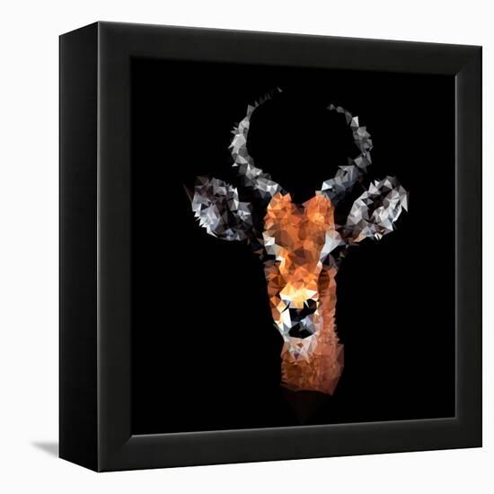 Low Poly Safari Art - The Look of Antelope - Black Edition-Philippe Hugonnard-Framed Stretched Canvas