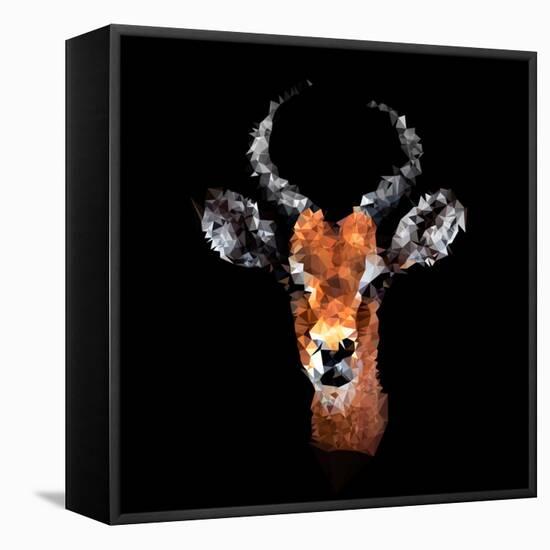 Low Poly Safari Art - The Look of Antelope - Black Edition-Philippe Hugonnard-Framed Stretched Canvas