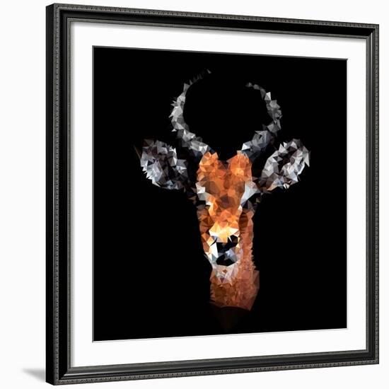 Low Poly Safari Art - The Look of Antelope - Black Edition-Philippe Hugonnard-Framed Art Print