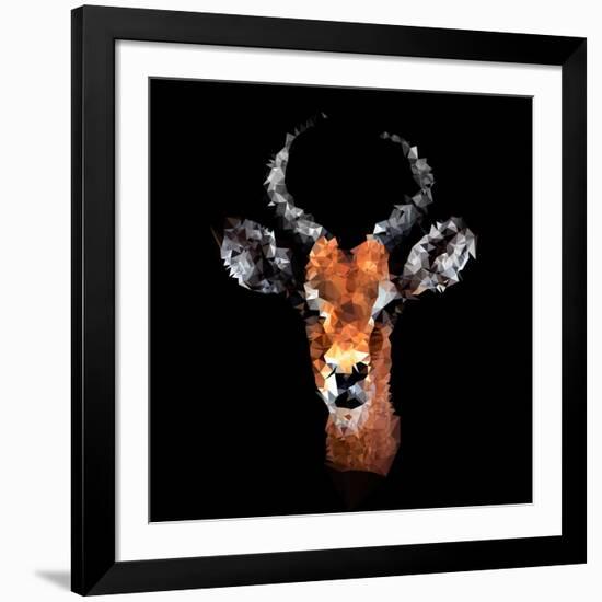 Low Poly Safari Art - The Look of Antelope - Black Edition-Philippe Hugonnard-Framed Art Print