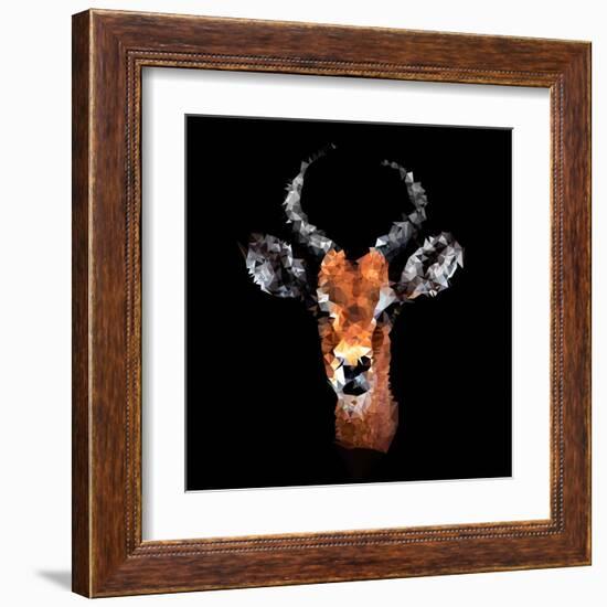 Low Poly Safari Art - The Look of Antelope - Black Edition-Philippe Hugonnard-Framed Art Print