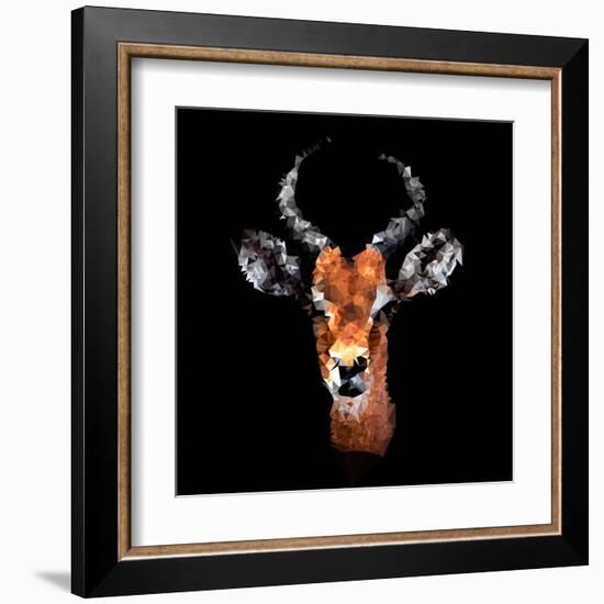 Low Poly Safari Art - The Look of Antelope - Black Edition-Philippe Hugonnard-Framed Art Print