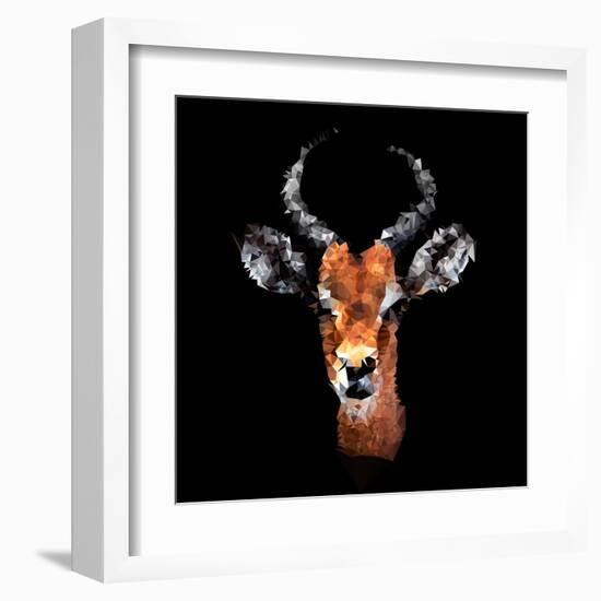 Low Poly Safari Art - The Look of Antelope - Black Edition-Philippe Hugonnard-Framed Art Print