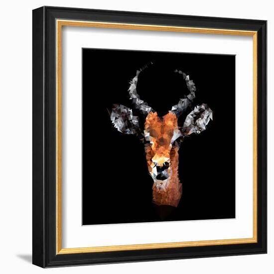 Low Poly Safari Art - The Look of Antelope - Black Edition-Philippe Hugonnard-Framed Art Print